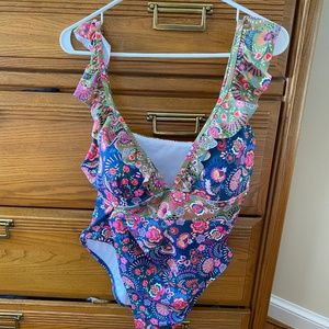 Boden Palermo Ruffle V Swimsuit NEW WITH TAGS